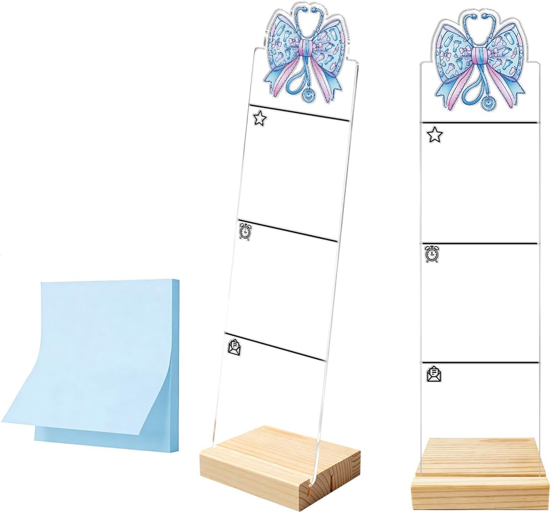 Monitor Memo Board Computer Monitor Memo Board Sticky Note Organizer Kidney Acrylic Desk Accessories Removable Wooden Base Set Sticky Notes 100 Sheets 11.8×3.1 inches