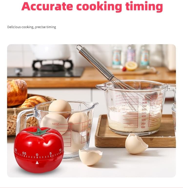 Kitchen Timer, 60-Minute Mechanical Countdown Timer, Red