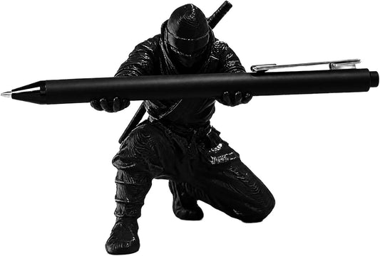 Ninja Pen Holder for Desk - Cool Samurai Figurine Pencil Stand & Office Decor, Gifts for Men