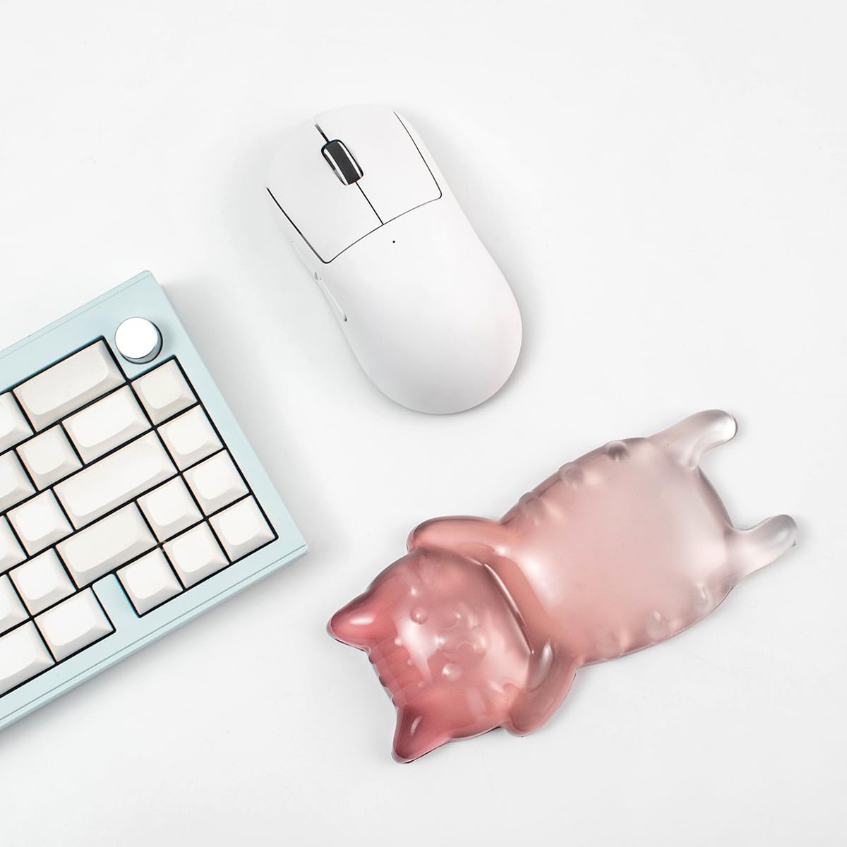 Ergonomic Gel Mouse Wrist Rest – Clear Cute Cat Mouse Wrist Rest, Comfort & Support for Typing and Gaming (Pink)