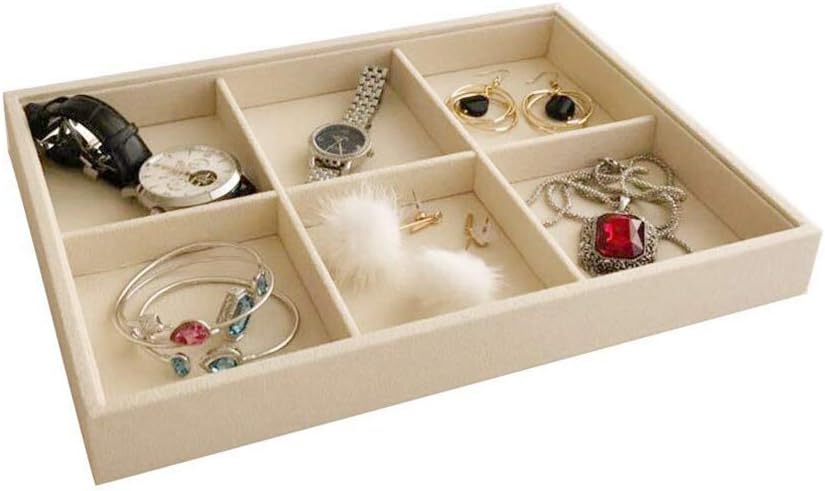 Velvet Sunglasses Organizer Tray 4 Slot, Stackable Eyewear & Glasses Display Case, Premium Beige Velvet, Scratch-Free Lining, Drawer Insert for Dressing Table Vanity Home Retail Trade Show