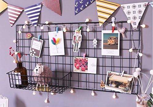 Kaforise Wire Wall Grid Panel, Multifunction Painted Photo Hanging Display and Wall Storage Organizer, Pack of 2, Size 31.5" x 15.8", Black