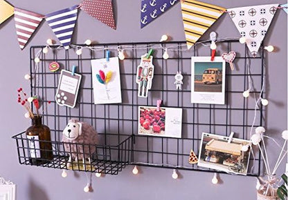 Kaforise Wire Wall Grid Panel, Multifunction Painted Photo Hanging Display and Wall Storage Organizer, Pack of 2, Size 31.5" x 15.8", Black