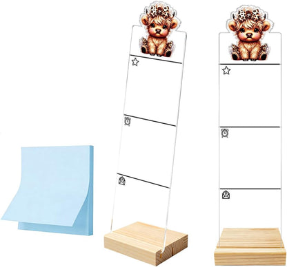 Monitor Memo Board Computer Monitor Memo Board Sticky Note Organizer Kidney Acrylic Desk Accessories Removable Wooden Base Set Sticky Notes 100 Sheets 11.8×3.1 inches