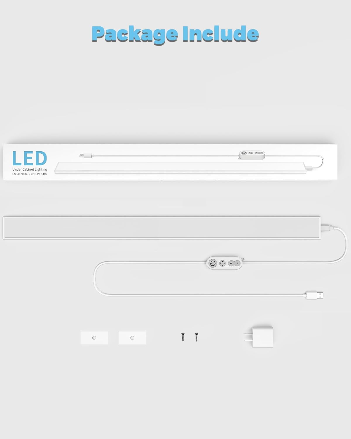 ASOKO LED Under Cabinet Lighting USB Plug-in, Dimmable, 3 Color Temperature, 14.5 in, Under Counter Lights for Kitchen,Shelf,Cupboard, Under Desk Monitor Light Bar (Sliver, 14.5 inch-2 Pack)