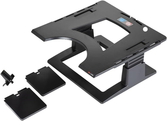 3M Adjustable Laptop Stand, Raise Screen Height to Reduce Neck Strain, 3" Height Adjustment, Large Platform for Docking Station, Non-Skid Base Keeps Laptop Secure, Cable Management, Black (LX500)