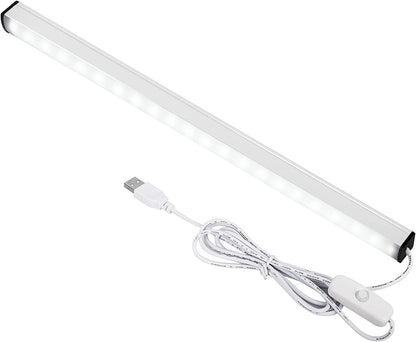ASOKO Under Cabinet Led Lighting, 12 Inch Light Strip Bar, Daylight White 5000K Dimmable Plug in USB Light, Small Thin Led Under Counter Lighting for Kitchen/Room/Shelf/Desk/Display Case