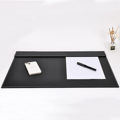 KINGFOM Ultra-Smooth PU Leather Desk Pad & Mat Office Desk Drawing & Writing Board A3/ A4 File Paper Clip Table Protector Mat on Top Large 24''x18'' (Black)
