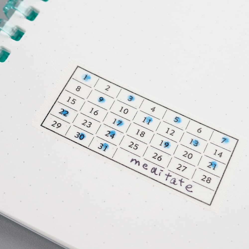 Japanese Habit Tracker Calendar Monthly & Weekly Writable Washi Tapes/Set of 2 / 25mm x 10m / 173 Months & 173 Weeks