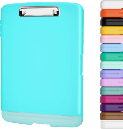 Piasoenc Clipboard with Storage, 8.5 x 11 Organization Box with Pen Holder and A4 Legal Paper Folder, Folio & Side-Opening, Low Profile Clip,for Nurses,Teachers, Size 14 x 9.6 x 1.2 in, Black