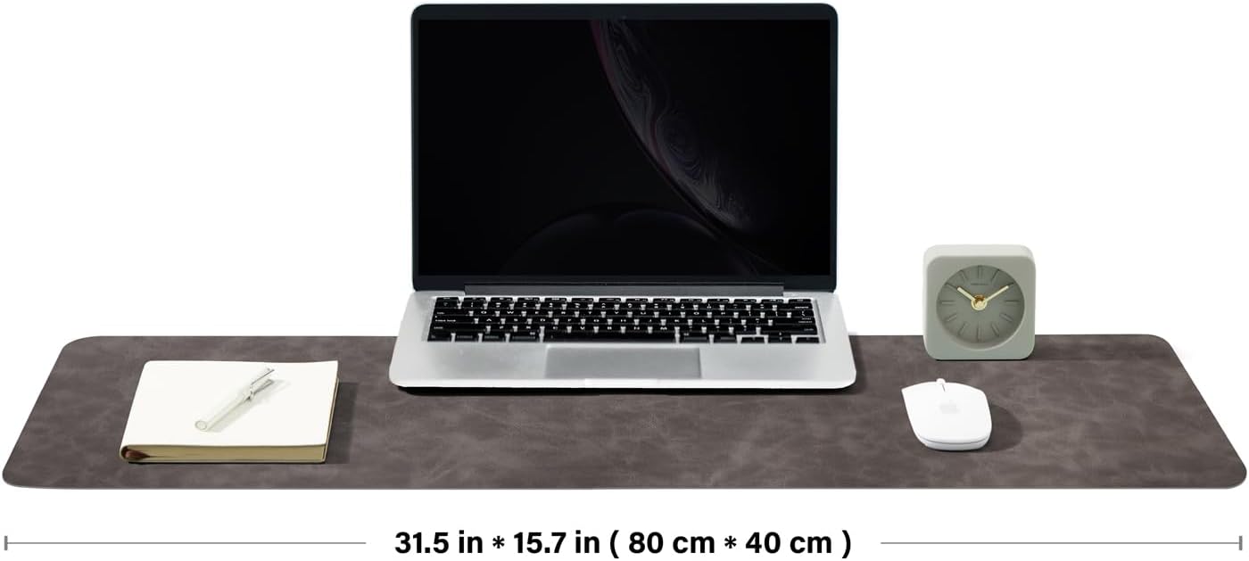 Distressed Leather Desk Mat - Non-Slip PU Desk Pad for Office and Home - Desk Organization and Accessories - Ideal for Large Mouse Pad and Desk Mats on Top of Desks(Tan,36"x 17")
