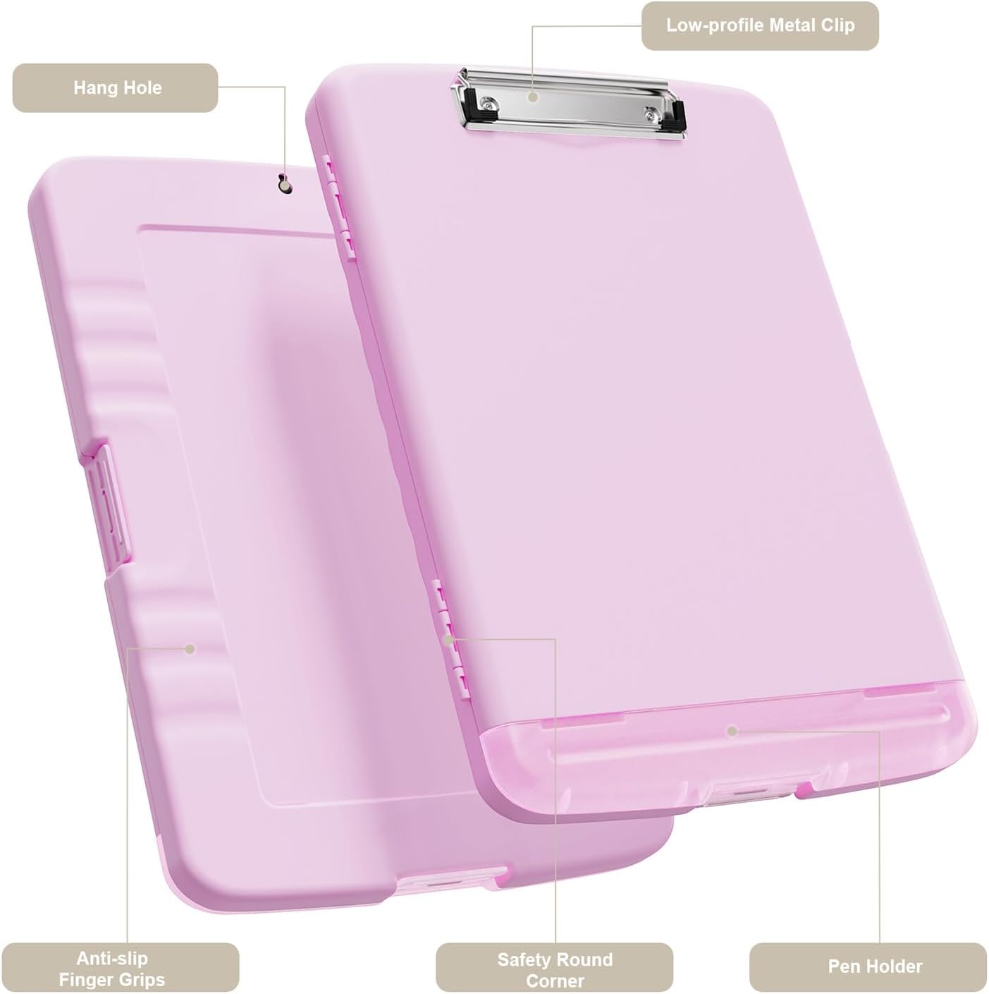 Piasoenc Clipboard with Storage, 8.5 x 11 Organization Box with Pen Holder and A4 Legal Paper Folder, Folio & Side-Opening, Low Profile Clip,for Nurses,Teachers, Size 14 x 9.6 x 1.2 in, Black