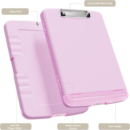 Piasoenc Clipboard with Storage, 8.5 x 11 Organization Box with Pen Holder and A4 Legal Paper Folder, Folio & Side-Opening, Low Profile Clip,for Nurses,Teachers, Size 14 x 9.6 x 1.2 in, Black