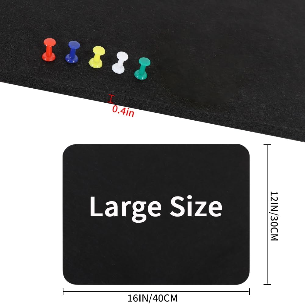 Vuzvuv Black 28"x16" Large Cork Board with 50 Push Pins & Sticky Notes, Self-Adhesive Bulletin Board for Wall, Felt Pin Vision Board for Paste Notes,Schedules Offices Home