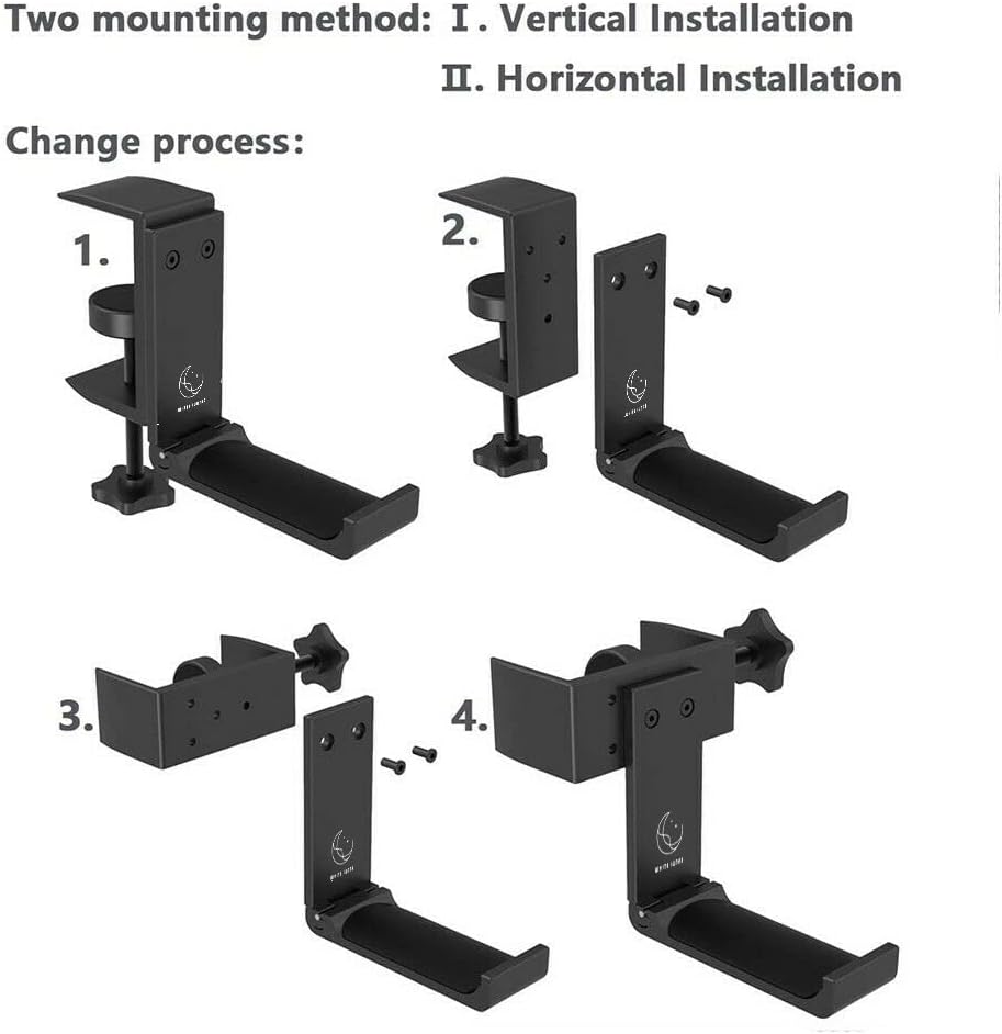 Under Desk Headphone Hanger, Foldable Aluminum Headset Hook for Clean Desk Setup, Space Saving Clamp Mount for Gaming & Home Office