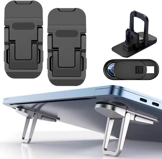 2PCS Laptop Stand Portable,Adjustable Laptop Riser, Ergonomic Cooling Mini Invisible Notebook Stand Riser for Desk Computer Keyboard MacBook Universal 10-17 Inch (Silver)