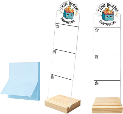 Monitor Memo Board Computer Monitor Memo Board Sticky Note Organizer Kidney Acrylic Desk Accessories Removable Wooden Base Set Sticky Notes 100 Sheets 11.8×3.1 inches