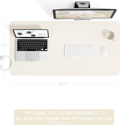 YSAGi Non-Slip Leather Desk Pad, Waterproof Laptop Computer Desk Keyboard Mat, Table Protector Blotter Mat, Large Mouse Pad for Office/Work/Home/Decor(Black, 31.5" x 15.7")