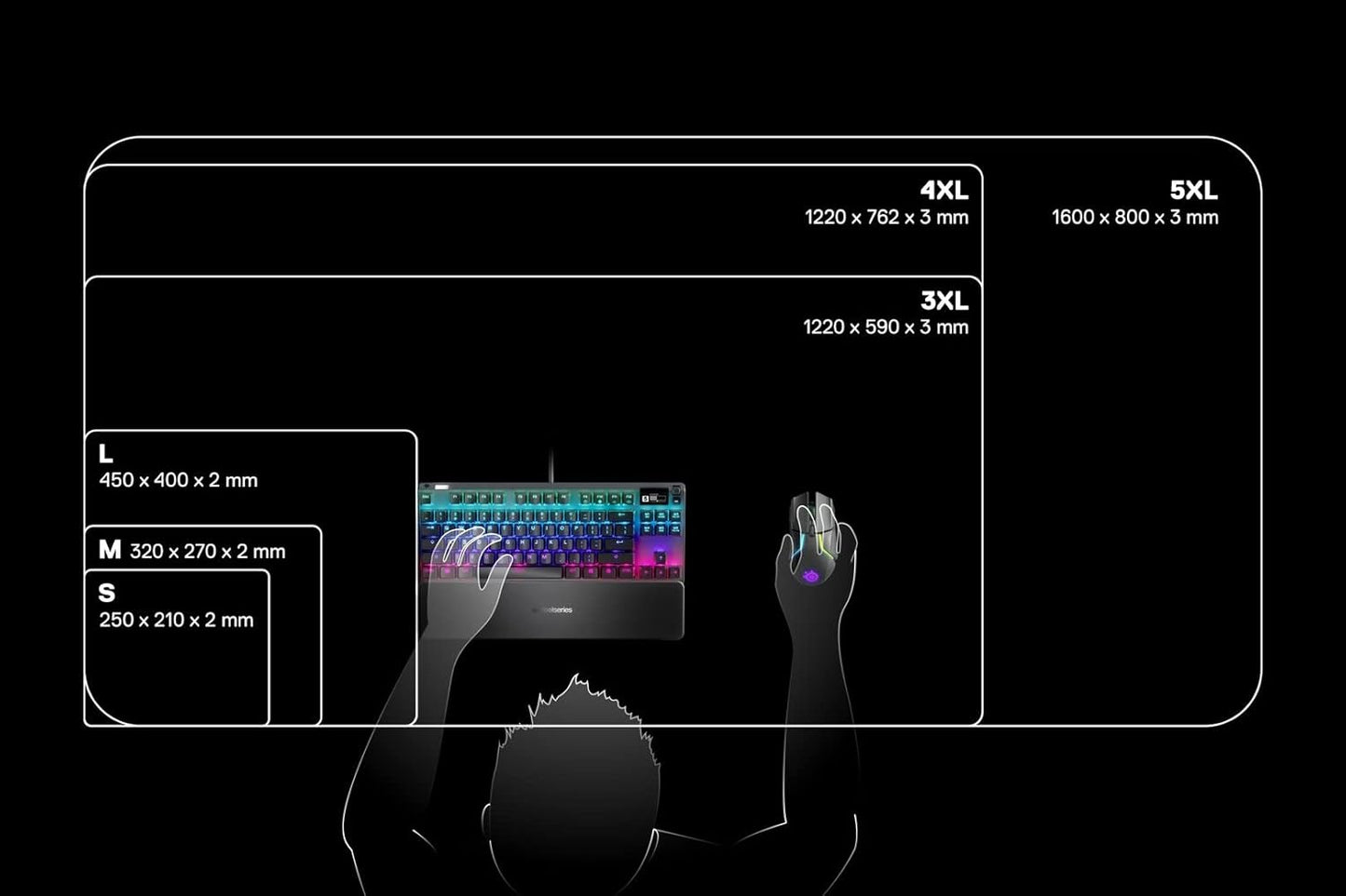 SteelSeries QcK Gaming Mouse Pad - XXL Cloth - Peak Tracking and Stability - Esports Mousepad - Never-Slip - Full Desk Coverage