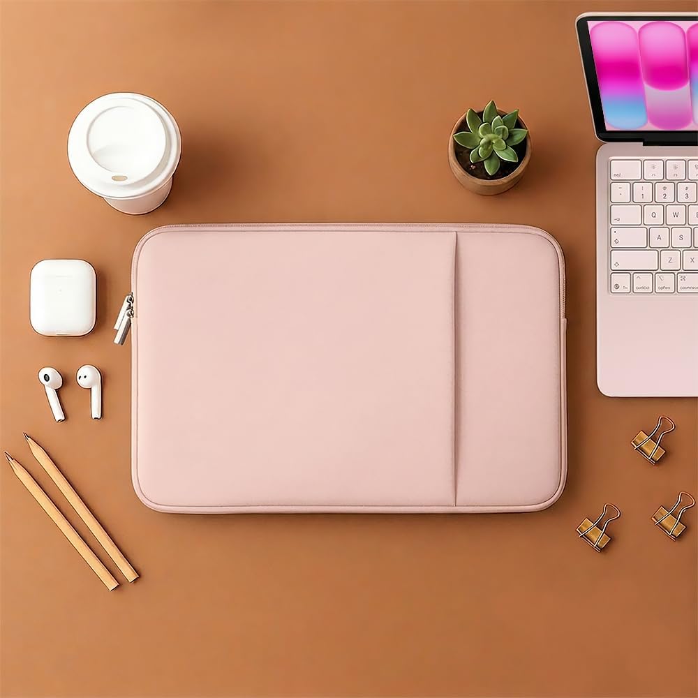 Laptop Sleeve for MacBook Neo/Air/Pro 13 inches A18/M5/M4/M3/M2/M1 Chip 2026-2020 A3404 A3449 A3240 A3113 with 2 Pockets Tablet Bag Case Accessories (Bright Pink)