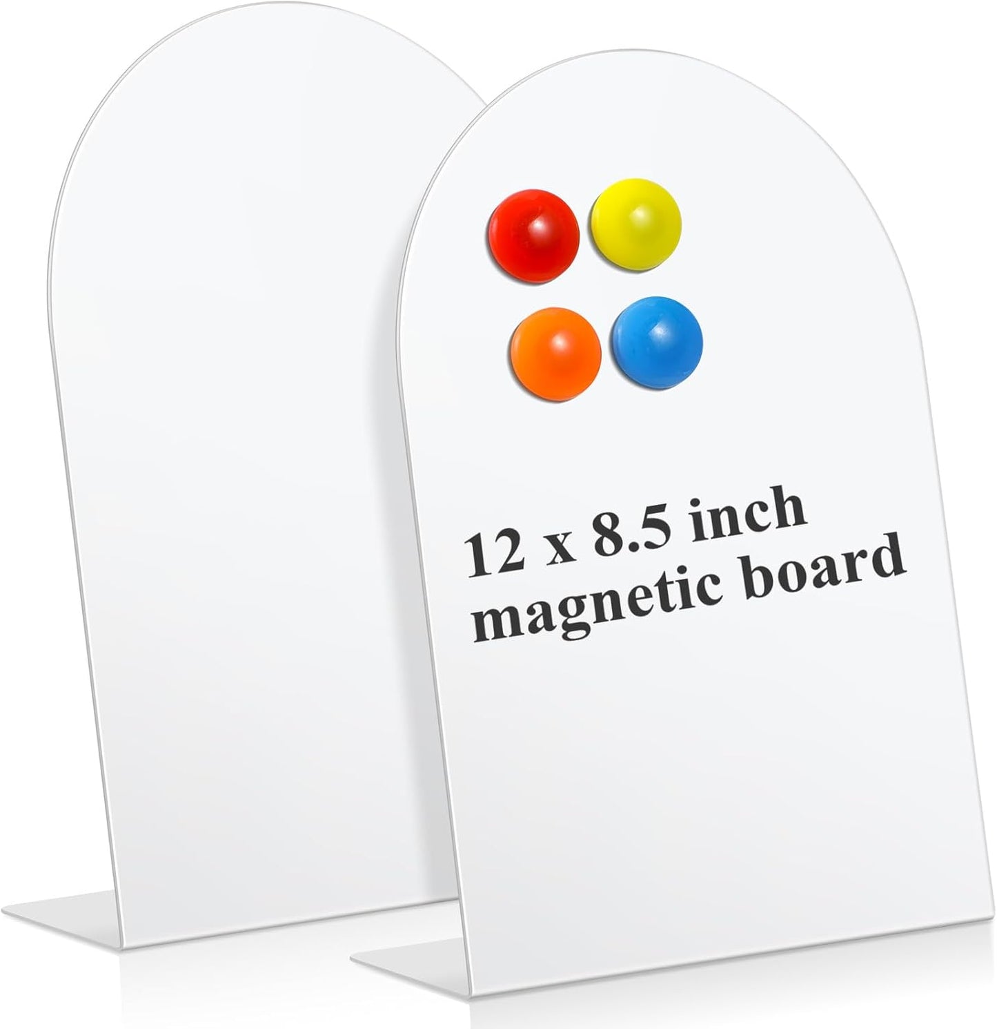 Shimeyao 2 Pcs Pink Magnetic Bulletin Board for Tabletops with 8 Magnets 10x7 Inch Memo Display Easel Stand for Home Office School Kitchen Table Supplies (Arched)