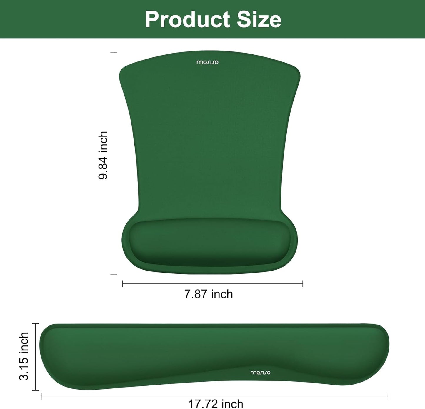 MOSISO Wrist Rest Support for Mouse Pad & Keyboard Set, Ergonomic Mousepad Non-Slip Base Home/Office Pain Relief & Easy Typing Cushion with Neoprene Cloth & Raised Memory Foam, Black