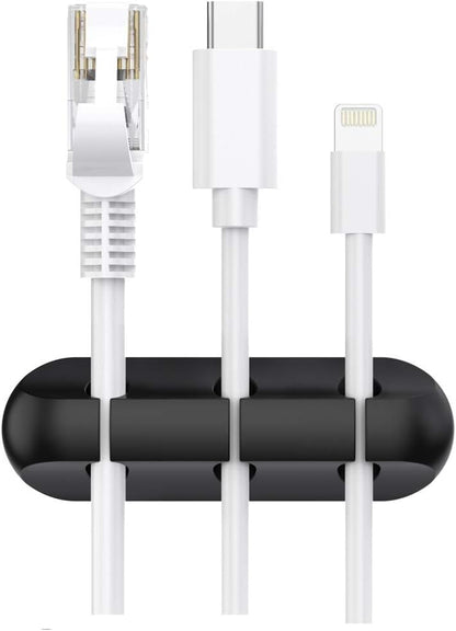 SOULWIT Cable Holder Clips, 3-Pack Cable Management Cord Organizer Clips Silicone Self Adhesive for Desktop USB Charging Cable Nightstand Power Cord Mouse Cable Wire PC Office Home - Black