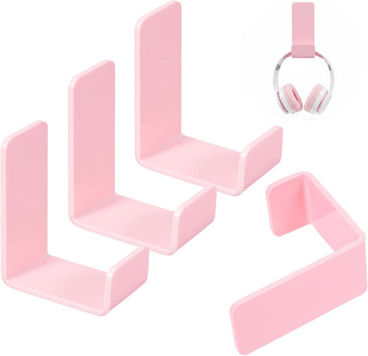 Weewooday 4 Pieces Headphone Hanger Holder Desk Adhesive Headphone Hook Wall Mount Headset Stand Acrylic Holder with Glues for General Purpose Game Earphone(White)