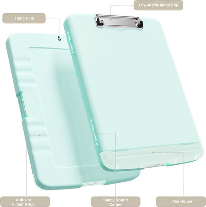 Piasoenc Clipboard with Storage, 8.5 x 11 Organization Box with Pen Holder and A4 Legal Paper Folder, Folio & Side-Opening, Low Profile Clip,for Nurses,Teachers, Size 14 x 9.6 x 1.2 in, Black