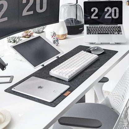 Desky Felt Desk Pad – Medium 24.4 x 11.8 Inch, Wool Felt Desk Mat with Anti-Slip Base – Light Grey – Keyboard & Mouse Surface for Office, Home, or Laptop Use