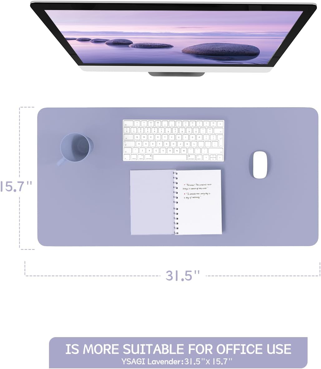 YSAGi Non-Slip Leather Desk Pad, Waterproof Laptop Computer Desk Keyboard Mat, Table Protector Blotter Mat, Large Mouse Pad for Office/Work/Home/Decor(Black, 31.5" x 15.7")