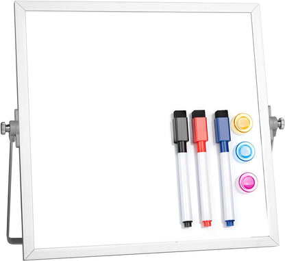Desktop Whiteboard with Stand, 16" x 12" Double-Sided Dry Erase Board with Stand, Portable Stand White Board for Office, Home, School