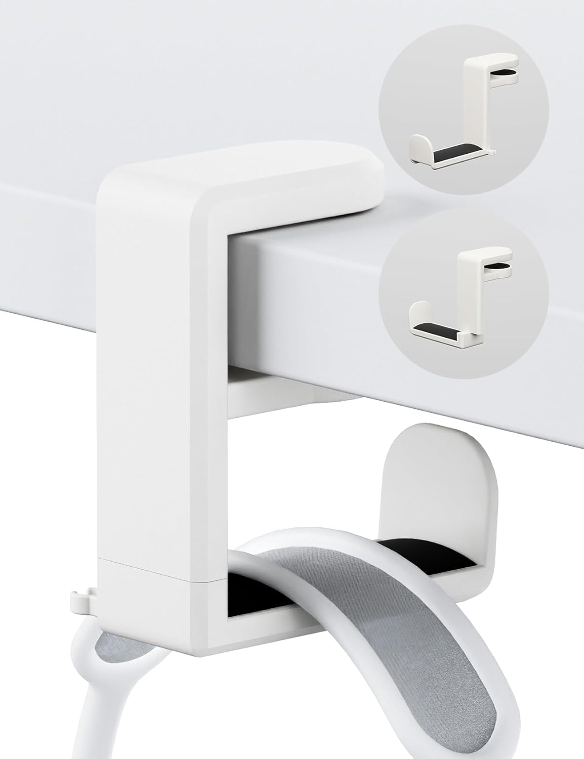 Headphone Hook - Under Desk Headphone Holder with 360-Degree Adjustable Rotation, Black