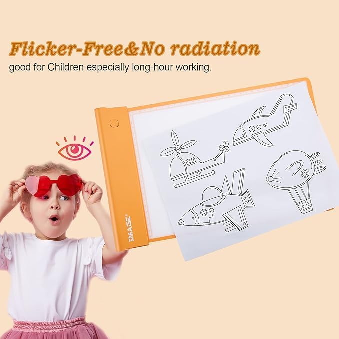 IMAGE Light Up Tracing Pad Pink Drawing Tablet Coloring Board for Kids Children to for Girls Boy (Includes 10 Traceable Sheets and Two Clips)