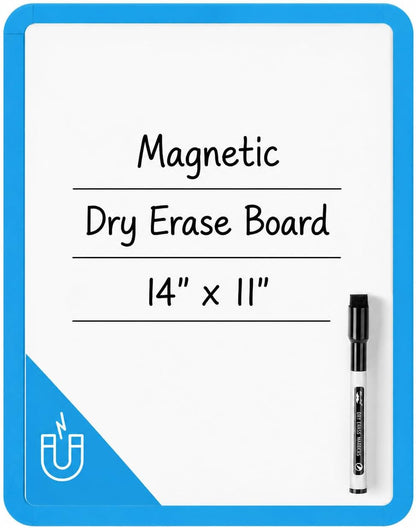 Mr. Pen- Dry Erase Board, 14” x 11” with a Black Dry Erase Marker, White Frame, Small Mini White Board for Students, Fridge, Wall, Locker, Includes Double Sided Tapes