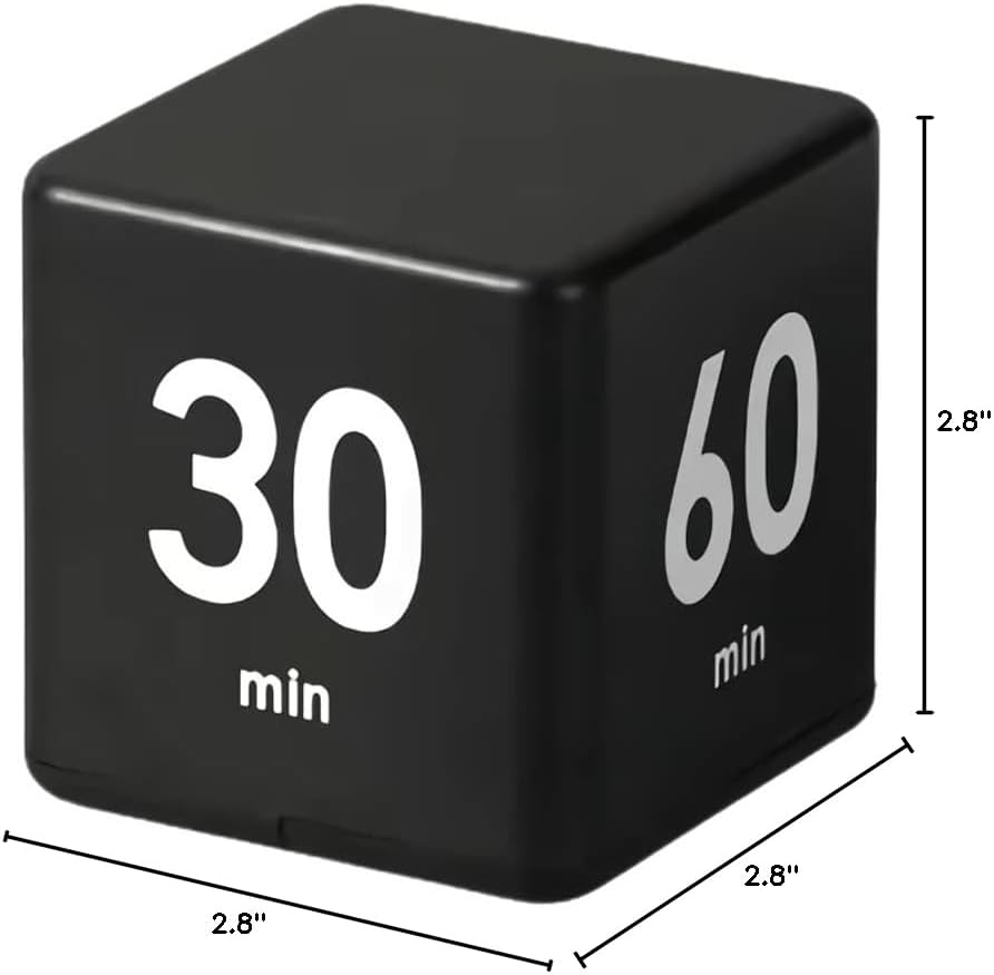 Feilifan Cube Timer, Productivity Cube Flip Timer for Kitchen Studying Workout Classroom Kids ADHD 15-20-30-60 Minute Preset, White