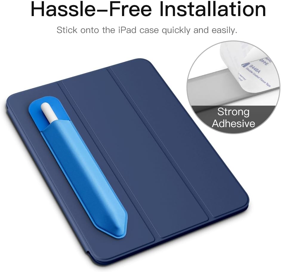 MoKo Pencil Holder Sticker Fit Apple Pencil Pro, Apple Pencil (USB-C), iPencil 1st/2nd Generation, Elastic Pencil Pocket Pouch Adhesive Sleeve Attached to iPad Case for Stylus Pens,Black