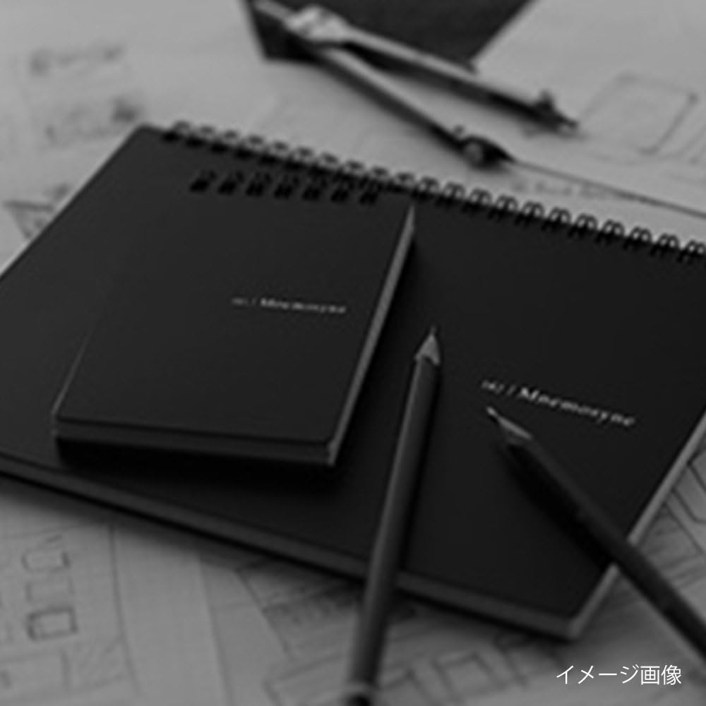 Maruman Mnemosyne Grid Notebook- Horizontal A4 Layout, 8.27" x 11.69", 70 Sheets / 140 Pages, 5mm Graph Paper Journal, Perforated Pages & Wire-Bound to Lay Flat, Black, Made in Japan