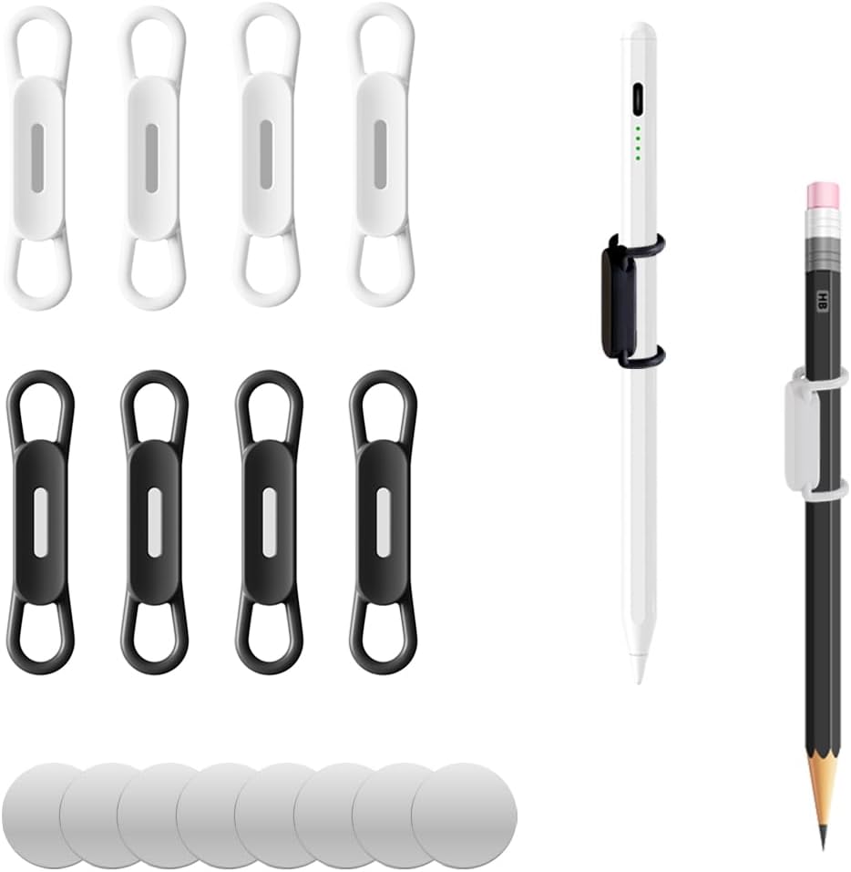 XYOFUN Magnetic Pen Holders Set of 8,Silicone Adjustable Pen Pencil Holder,Flexible Pencil Holder for Refrigerator,Whiteboards,Desk Accessories & Teacher Supplies(Multicolor-8)