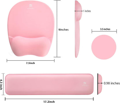 WB WEIRDBEAST Keyboard Wrist Rest Large Mouse Pad Wrist Support for Computer, 4 in 1 Memory Foam Keyboard Pad Desk Mat Ergonomic Hand Rest Wrist Cushion for Home Office Gaming-Pink