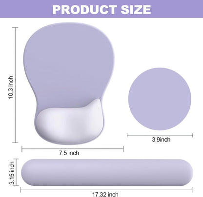 Ergonomic Mouse Pad with Wrist Rest and Keyboard Wrist Rest, Gel Mousepad and Wrist Rest for Computer Keyboard, Pain Relief, Non-Slip PU Base, Mouse Pad with Wrist Support for Gaming, Office, Brown