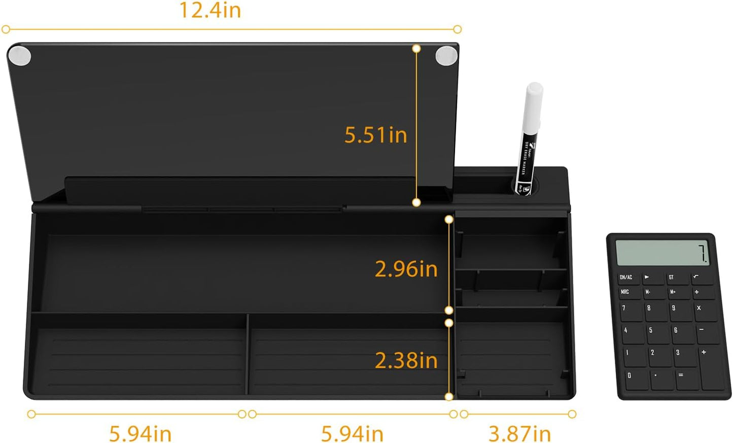 TOWON Small Compact Glass Desktop Whiteboard with Storage – 12 x 7 in Dry Erase Board for Desk, Home Office, School | Includes 5 Markers, Eraser & Holder | Space-Saving Organizer, Aesthetic Rose Gold