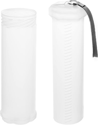 QWORK Extendable Artist Storage Tube - Durable Plastic, 2 Pack Adjustable Length 8.5" to 15", 2.4" Width, Translucent with Carrying Lanyard for Brushes, Pens & Watercolor Supplies