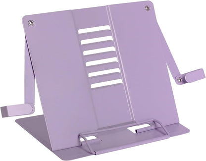 Metal Desk Book Stand for Reading with Adjustable Clips, Hands-Free Foldable Book Holder for Kids, Portable Document Stand for Desk, Display Stand for Recipes, Cookbooks, Tablets - Black