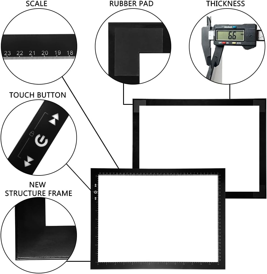 HSK B4/A3s LED Artist tracing Light Box Copy Table, Adjustable High Brightness Light Pad for Tatto Drawing, Sketching, Animation,Diamond Painting Accessories