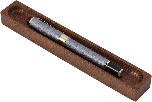 BENECREAT Walnut Pen Tray, Minimalist Wood Pen Holder, Pen Storage Tray for Office Desk Organizer Writing Accessories Gift Home Bedroom Decoration 7.87x1.14inch