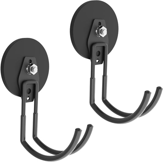 Heavy Duty Magnetic Hooks, Super Strong Garage Magnet Hooks, Magnetic Cable/Tool Holder with Anti-Slip Coating for Horse Trailer, Indoor & Outdoor Hanging Strong Black Magnetic Hook(4Pack)