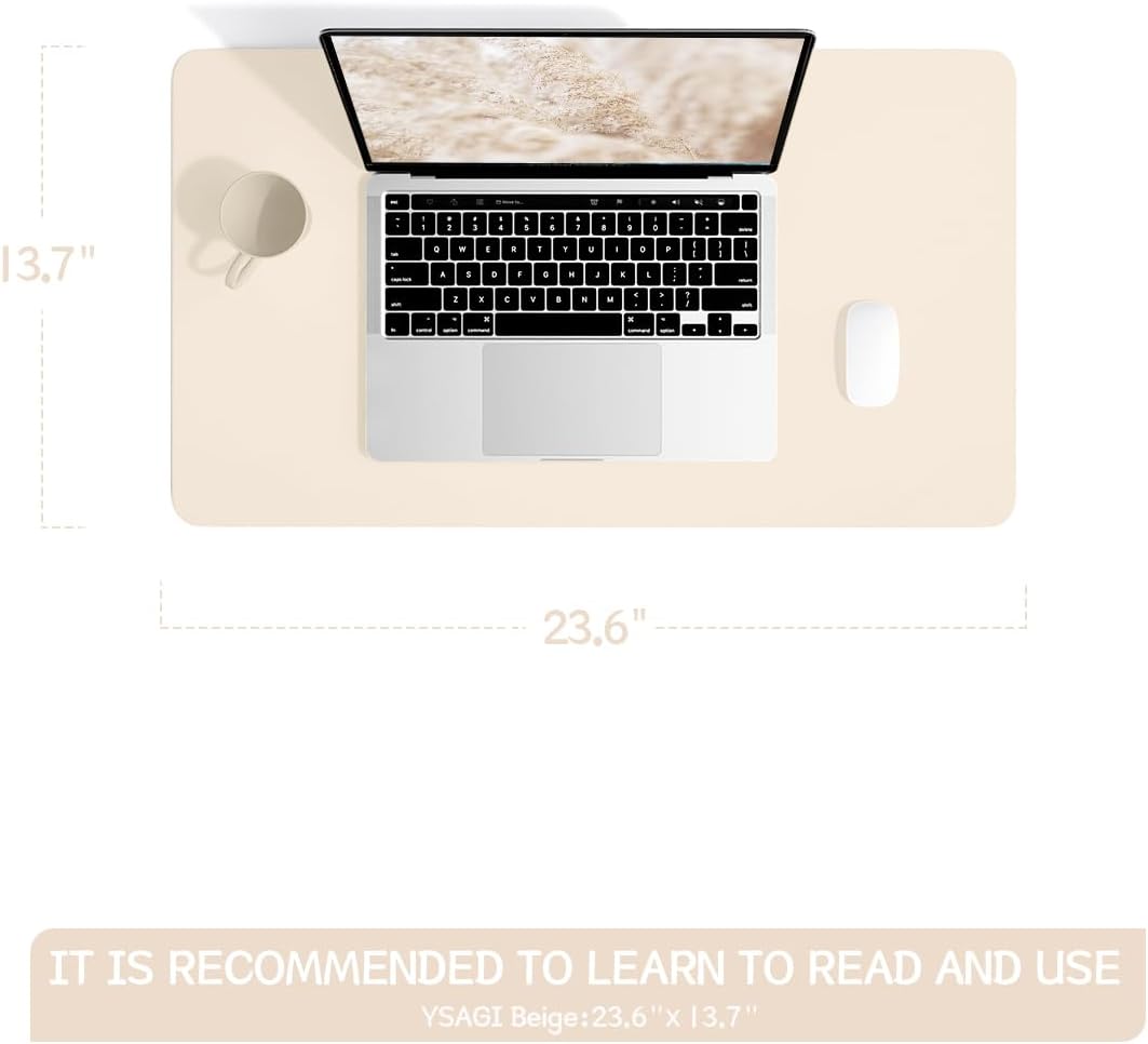 YSAGi Non-Slip Leather Desk Pad, Waterproof Laptop Computer Desk Keyboard Mat, Table Protector Blotter Mat, Large Mouse Pad for Office/Work/Home/Decor(Black, 31.5" x 15.7")