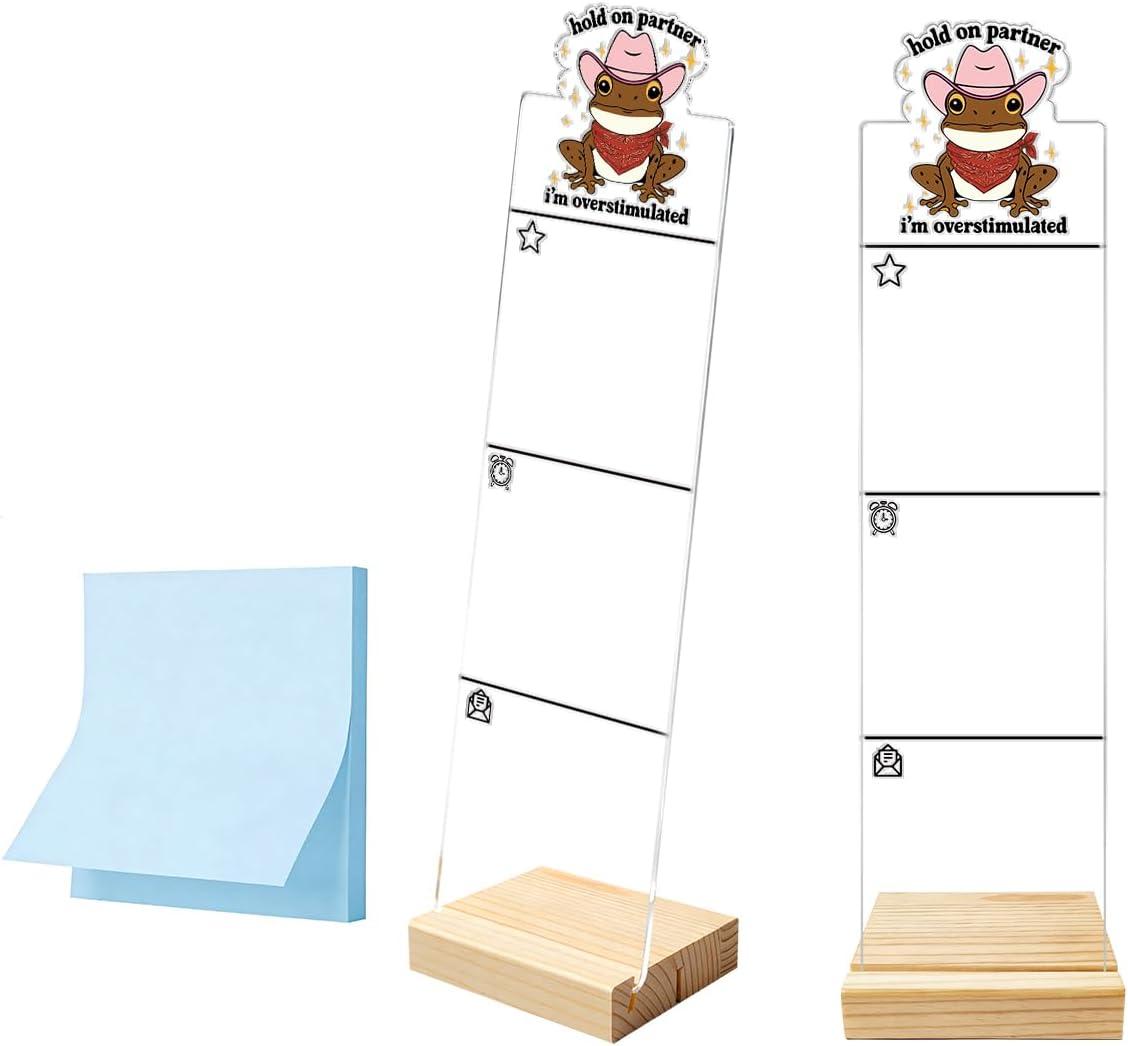 Monitor Memo Board Computer Monitor Memo Board Sticky Note Organizer Hold On Partner Im Overstimulated Sign Acrylic Desk Accessories Removable Wooden Base Set Sticky Notes 100 Sheets 11.8×3.1 inches