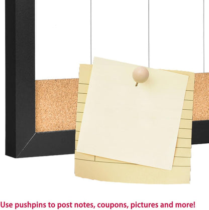 Magnetic Weekly Dry Erase White Board and Cork Board, Black Wood Frame，Magnetic Surface Whiteboard for Home Office and Wall Decor(ZHZL-2040BK)